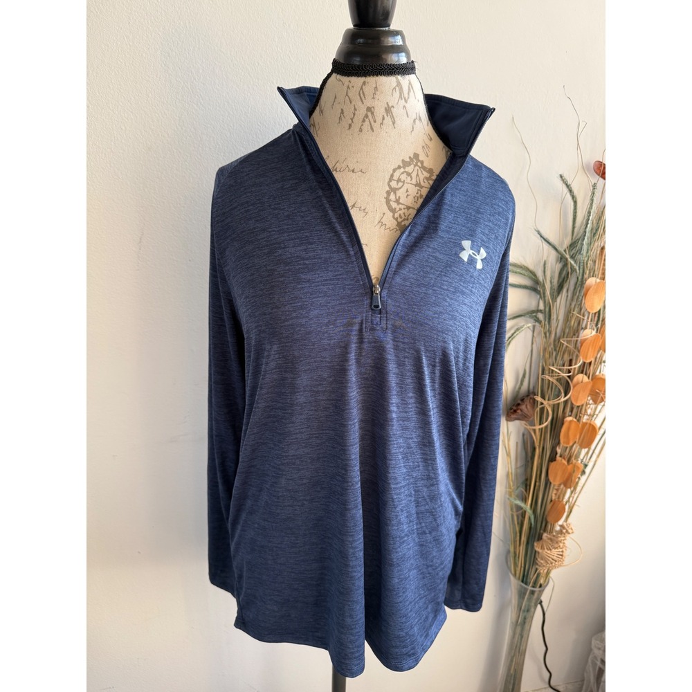 Under Armour Mens‎ HeatGear 1/4 Zip Pullover Navy Blue Heather 1328495 MD NEW